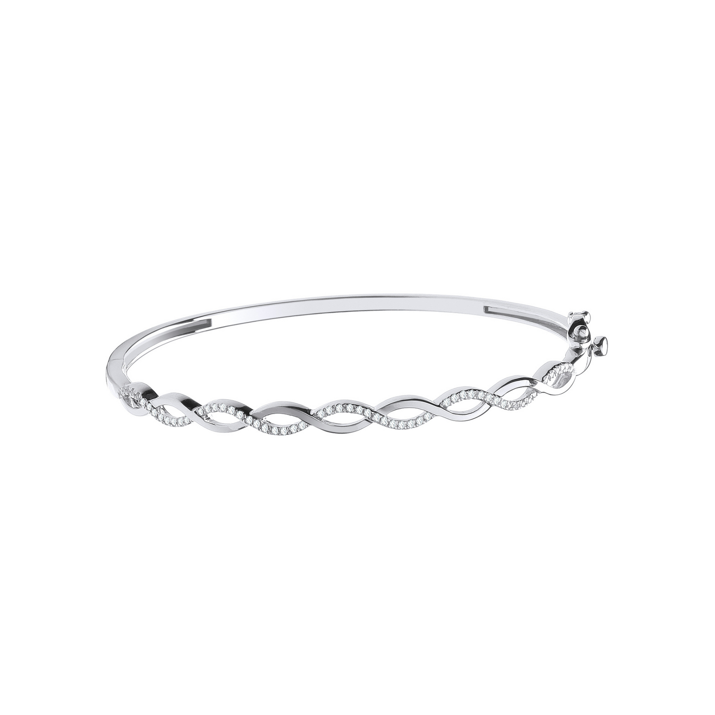 9ct White Gold Entwined 0.33ctw Diamond Bangle