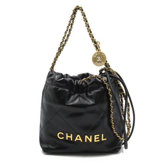 CHANEL 22 2wayShoulder Black leather AS3980