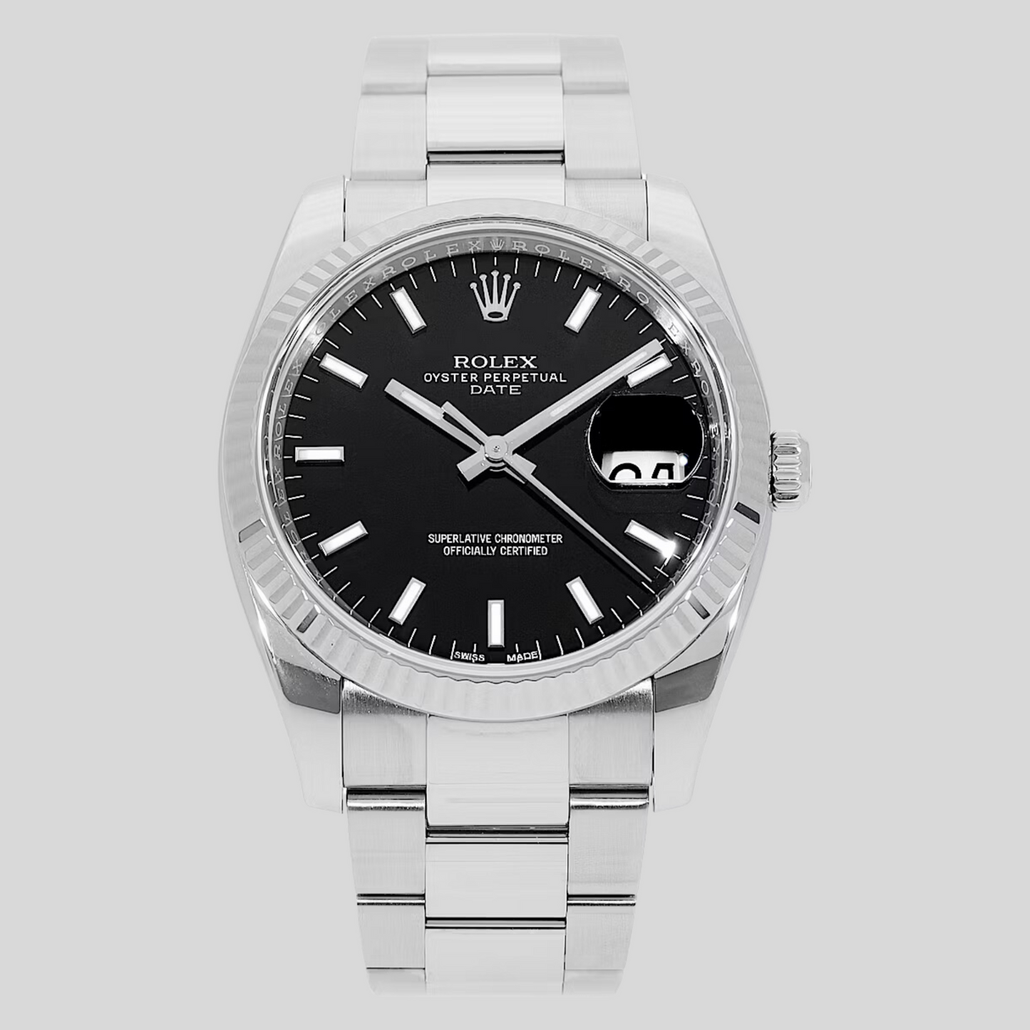 Rolex 115234 Silver Oyster Perpetual Date 34mm 2010