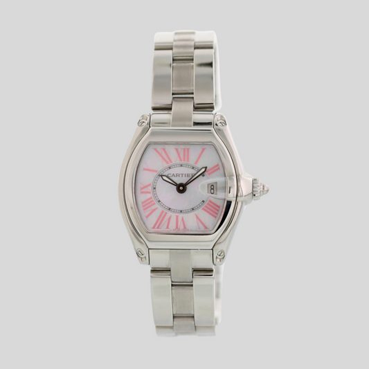 Cartier 2675 Pink Mother Of Pearl Roman Numeral Cartier Roadster  2000