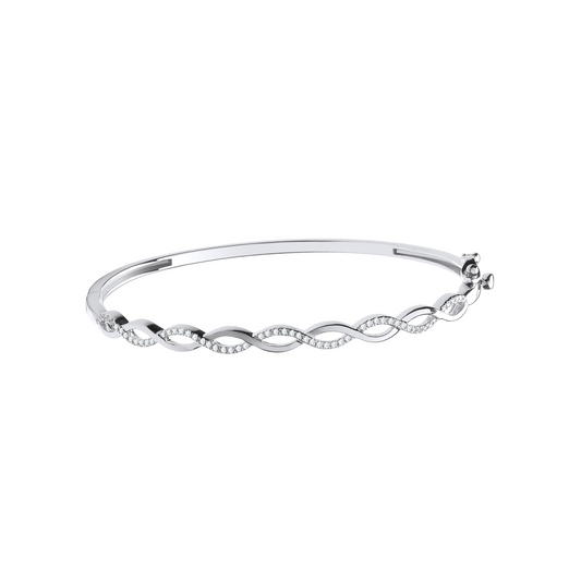 9ct White Gold Entwined 0.33ctw Diamond Bangle