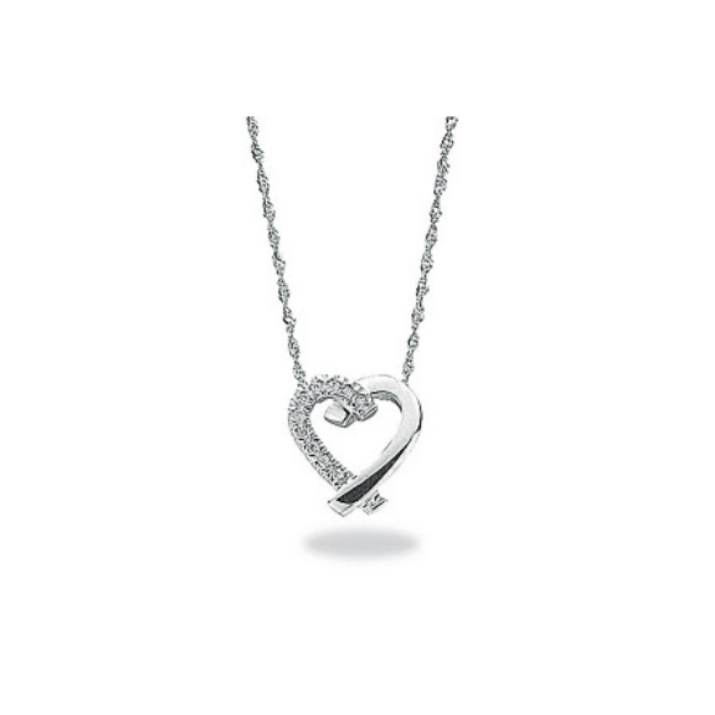 9ct White Gold 0.05ct Diamond Heart Pendant with 18in/45cm Chain