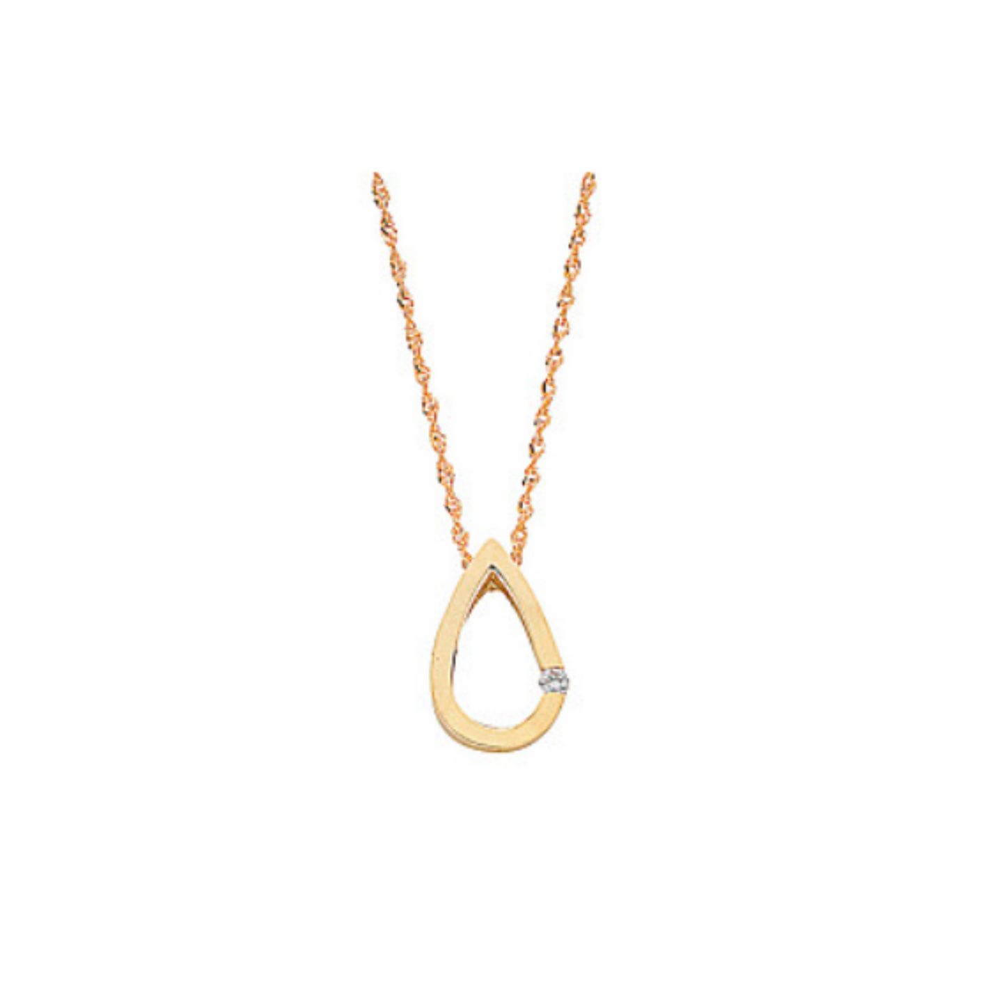 9ct Yellow Gold 0.04ct Diamond Tear Drop Pendant with 18in/45cm Chain