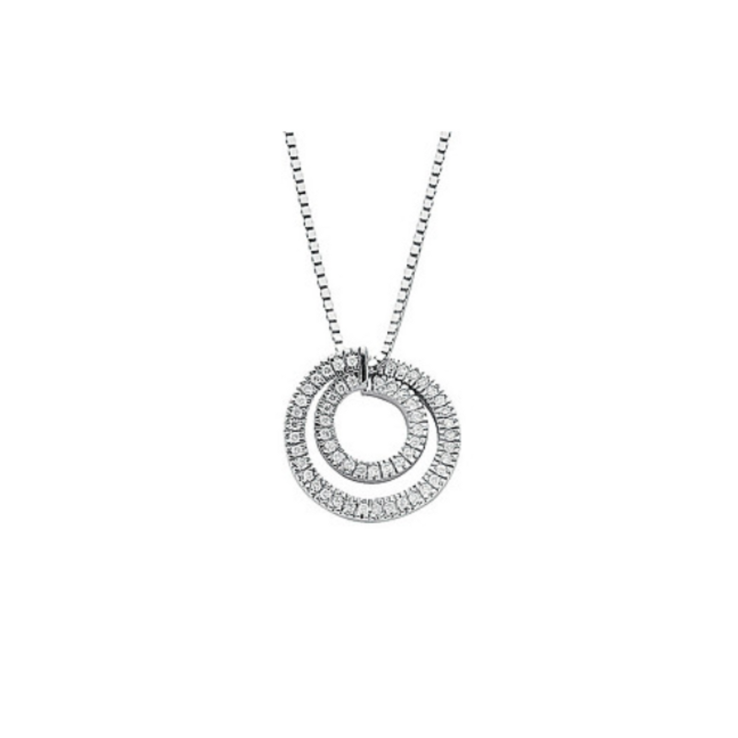 9ct White Gold 0.31ct Diamond Circle Pendant with 18in/45cm Chain