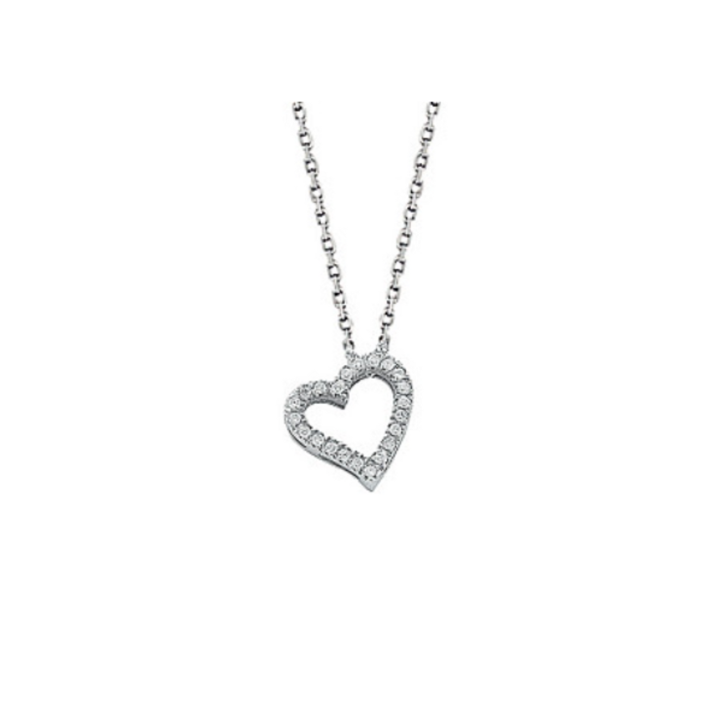 9ct White Gold 0.13ct Diamond Heart Pendant with 18in/45cm Chain