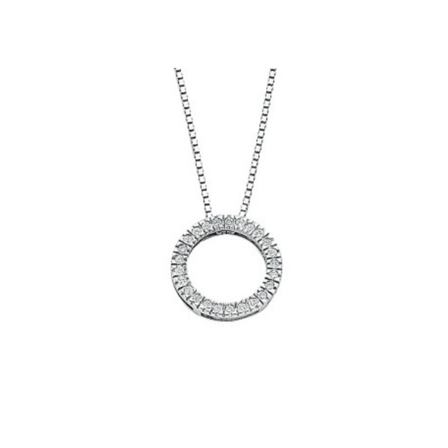 9ct White Gold 0.25ct Diamond Circle Pendant with 18in/45cm Chain