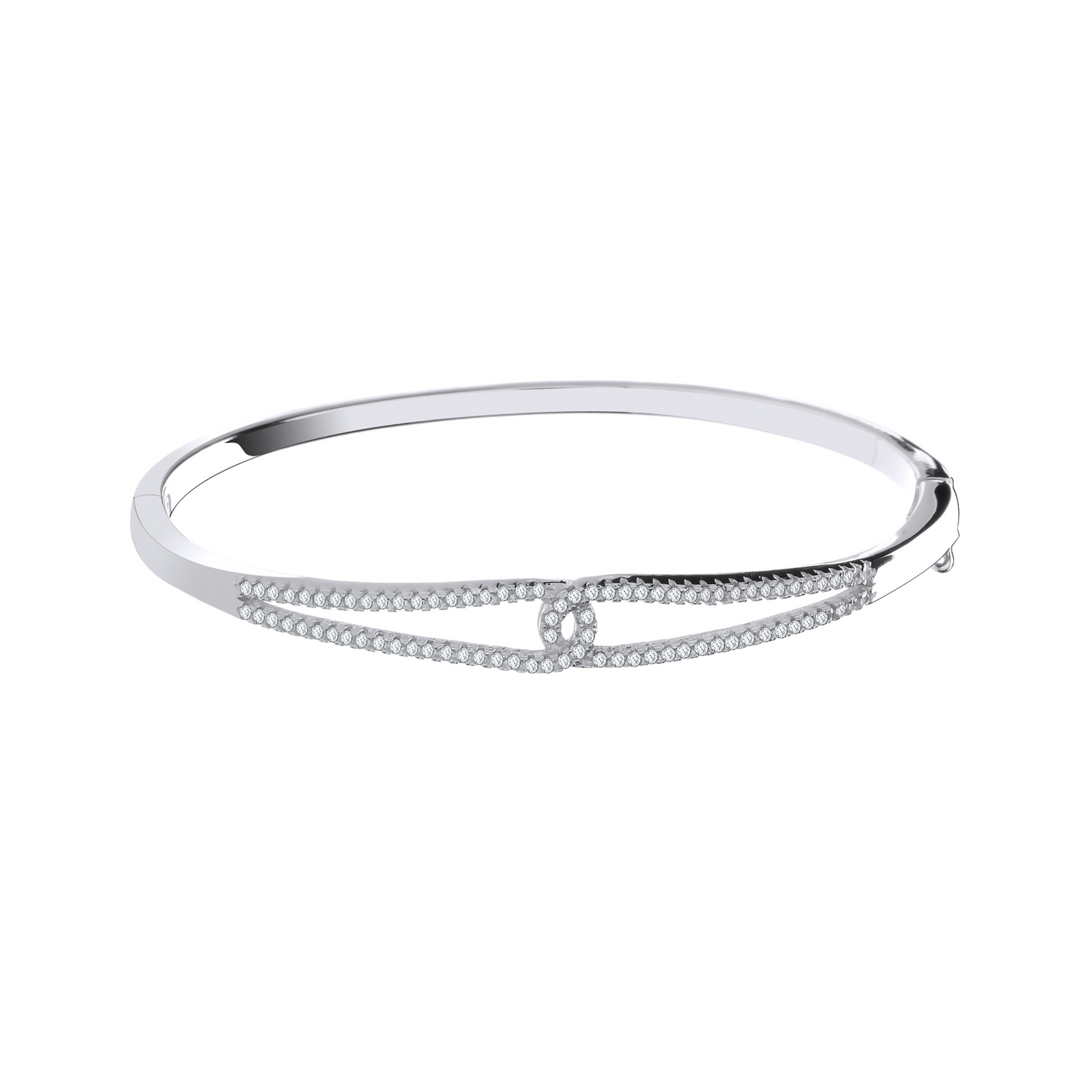 Silver Split Shank Cz Ladies Hinged Bangle