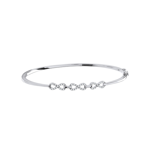 9ct White Gold 0.15ctw Small Infinity Diamond Bangle