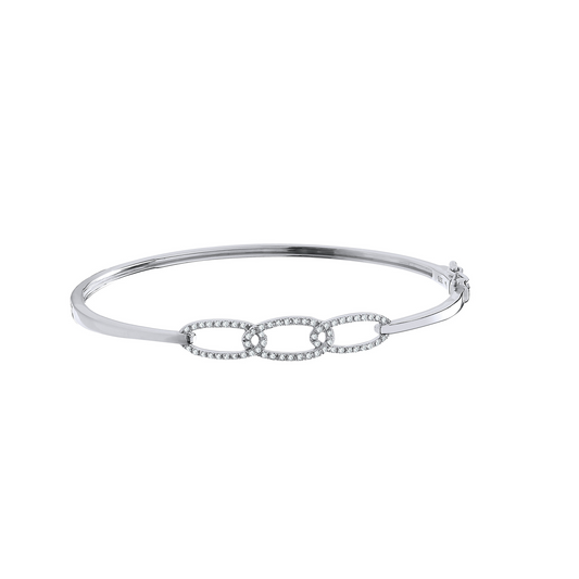 9ct White Gold 0.20ctw Chain Link Diamond Bangle