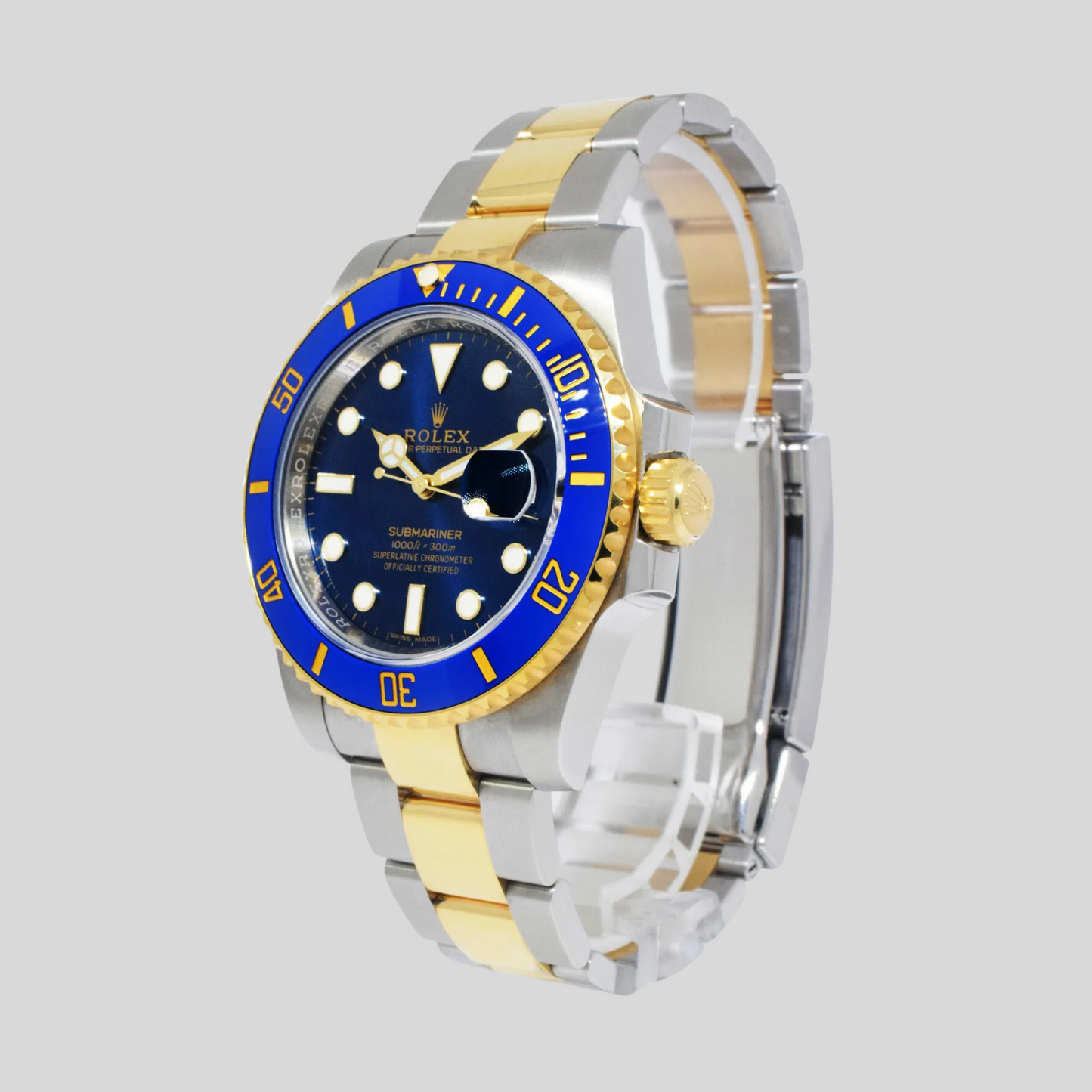 Rolex Submariner Date 18k Gold/Steel Blue Ceramic Mens 40mm Watch '20 B/P 116613