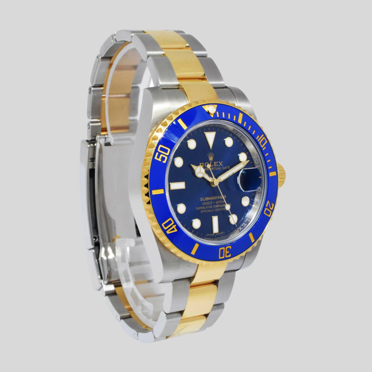 Rolex Submariner Date 18k Gold/Steel Blue Ceramic Mens 40mm Watch '20 B/P 116613