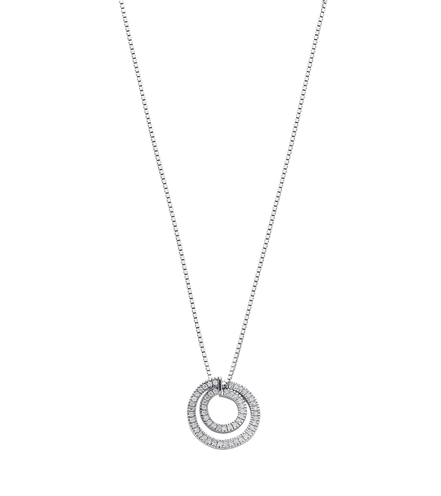 9ct White Gold 0.31ct Diamond Circle Pendant with 18in/45cm Chain