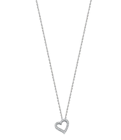 9ct White Gold 0.13ct Diamond Heart Pendant with 18in/45cm Chain