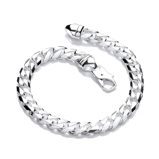 Silver 9.5mm Curb Gents 8" Bracelet