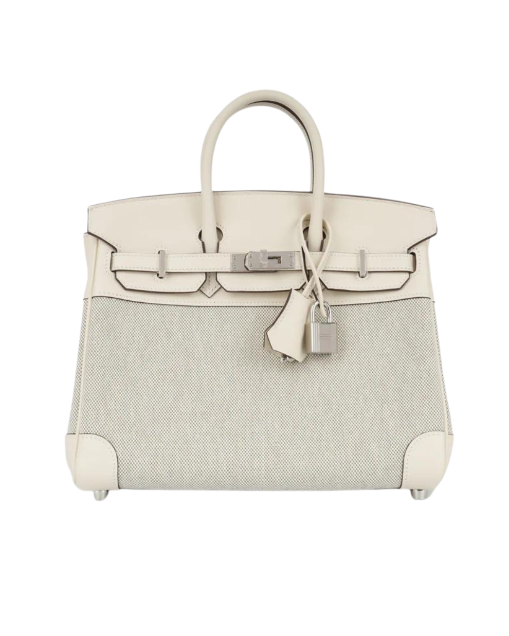 Hermès Birkin 25 Toile - Nata Swift / Vert Amande Quadrille Toile