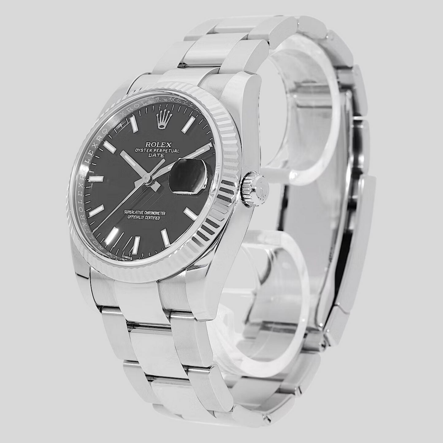 Rolex 115234 Silver Oyster Perpetual Date 34mm 2010