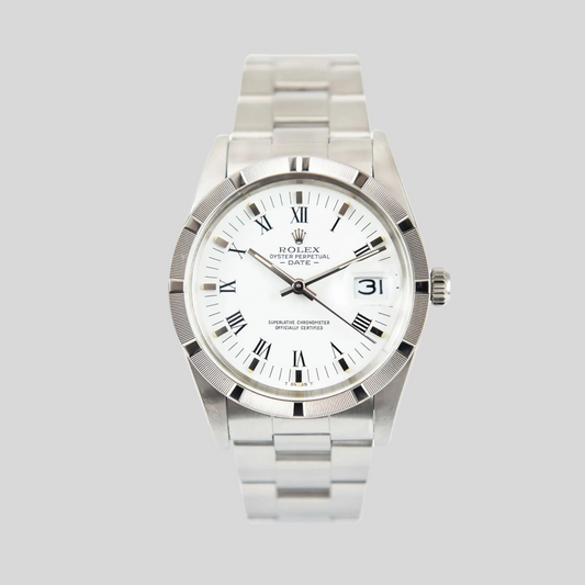 Rolex 15010 White Roman Numeral Oyster Perpetual Date 34mm 1989